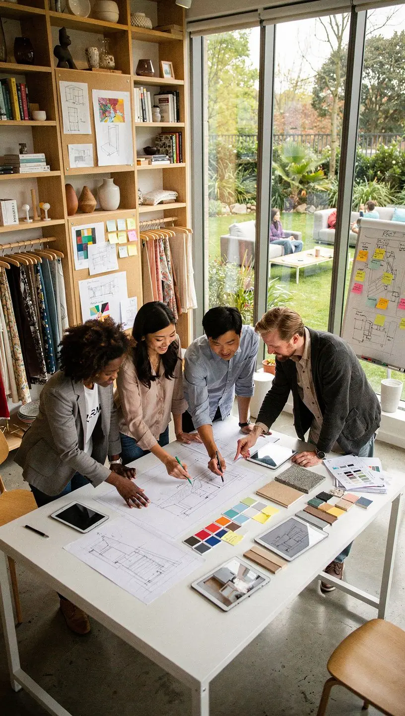 Светлый офис с большими окнами, обеспечивающими естественное освещение и уютную атмосферу.
