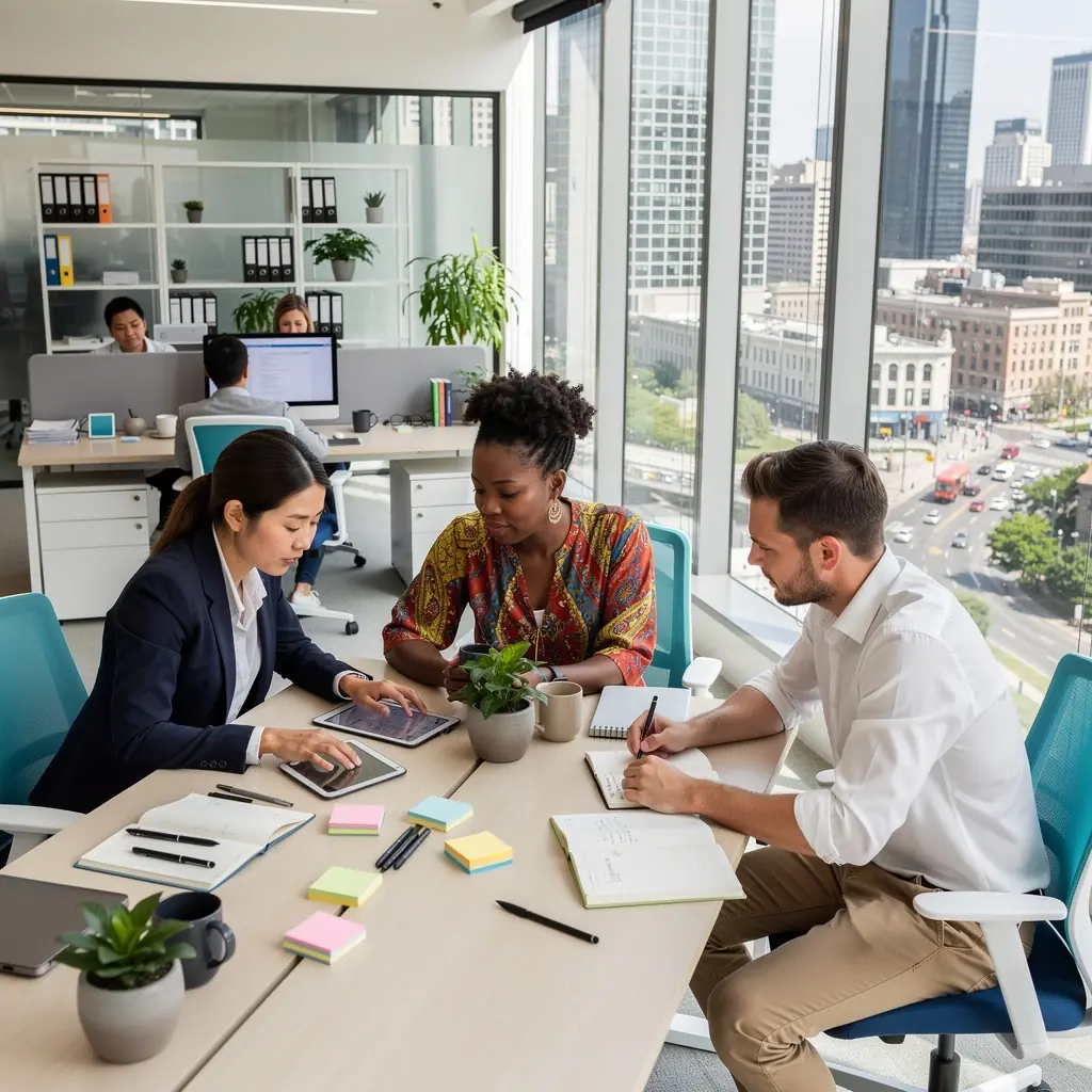 Креативная зона для мозговых штурмов с ярким дизайном и звукоизоляционными элементами.